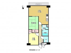 泉南郡岬町淡輪、マンションの間取り画像です