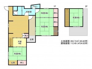 阪南市鳥取、中古一戸建ての間取り画像です