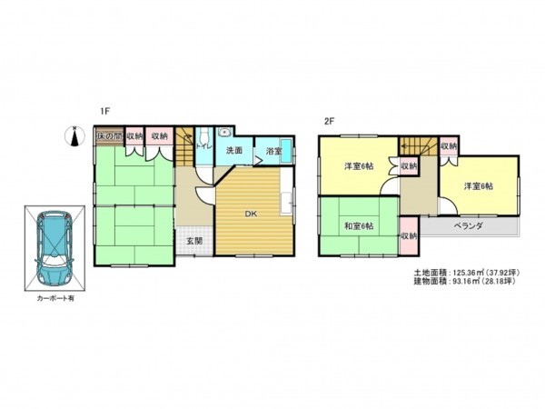 阪南市自然田、中古一戸建ての間取り画像です