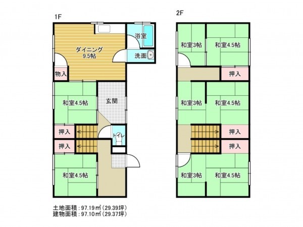 泉南郡岬町深日、中古一戸建ての間取り画像です
