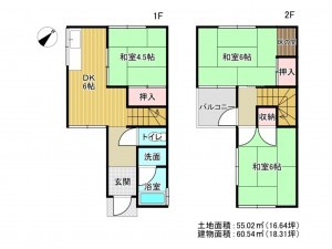 泉南市信達牧野、中古一戸建ての間取り画像です