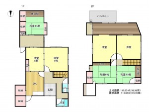 泉南郡岬町深日、中古一戸建ての間取り画像です