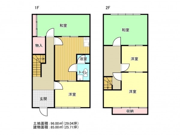 泉南郡岬町深日、中古一戸建ての間取り画像です