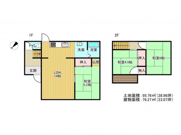 阪南市舞、中古一戸建ての間取り画像です