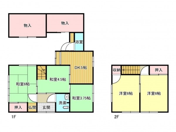泉南郡岬町深日、中古一戸建ての間取り画像です