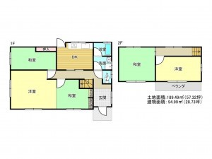 泉南市新家、中古一戸建ての間取り画像です
