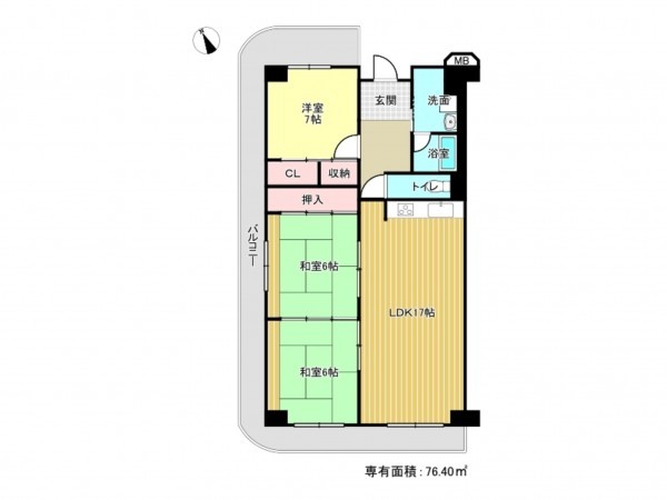 泉南市信達市場、マンションの間取り画像です