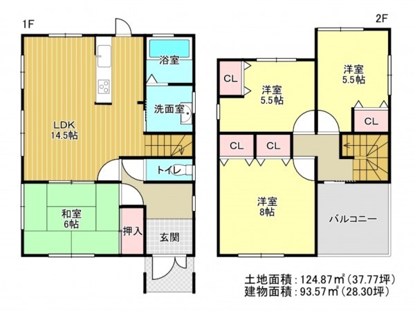 阪南市石田、中古一戸建ての間取り画像です