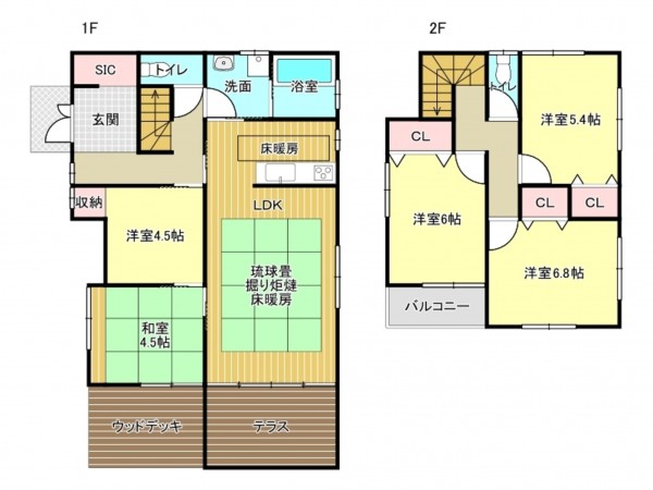 泉南市信達市場、中古一戸建ての間取り画像です