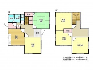 泉南市信達市場、中古一戸建ての間取り画像です