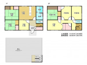 泉南郡岬町淡輪、中古一戸建ての間取り画像です