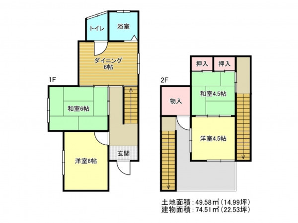 阪南市山中渓、中古一戸建ての間取り画像です