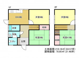 阪南市箱作、中古一戸建ての間取り画像です