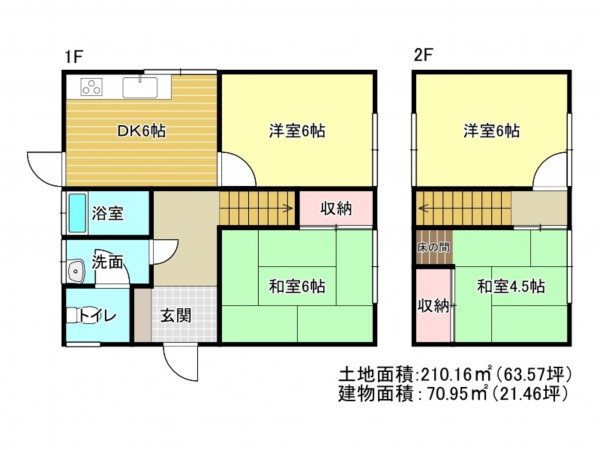 阪南市箱作、中古一戸建ての間取り画像です