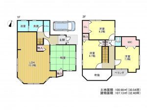 泉南市信達市場、中古一戸建ての間取り画像です