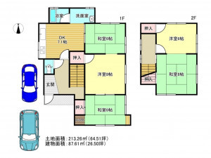 泉南郡岬町深日、中古一戸建ての間取り画像です