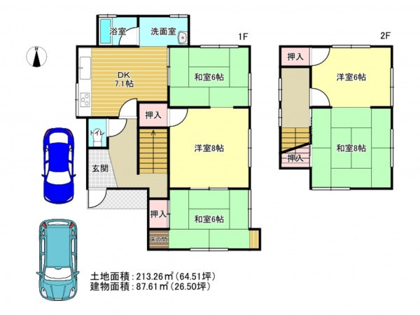 泉南郡岬町深日、中古一戸建ての間取り画像です