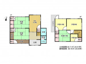 泉南郡岬町深日、中古一戸建ての間取り画像です