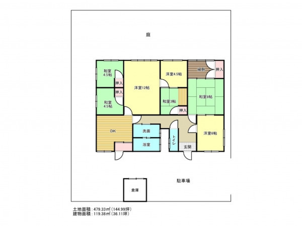泉南市信達市場、中古一戸建ての間取り画像です