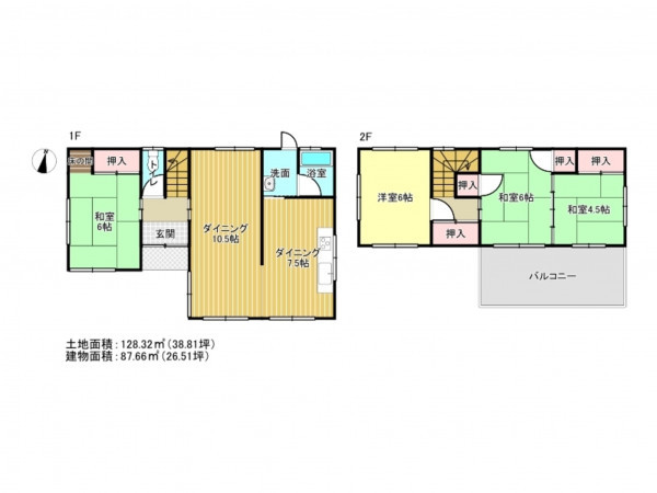 阪南市舞、中古一戸建ての間取り画像です