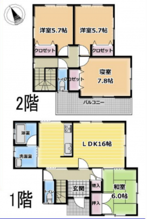 阪南市尾崎町、中古一戸建ての間取り画像です