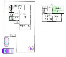 阪南市緑ヶ丘、中古一戸建ての間取り画像です