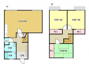 泉南市樽井、中古一戸建ての間取り画像です