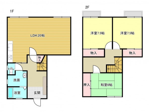 泉南市樽井、中古一戸建ての間取り画像です