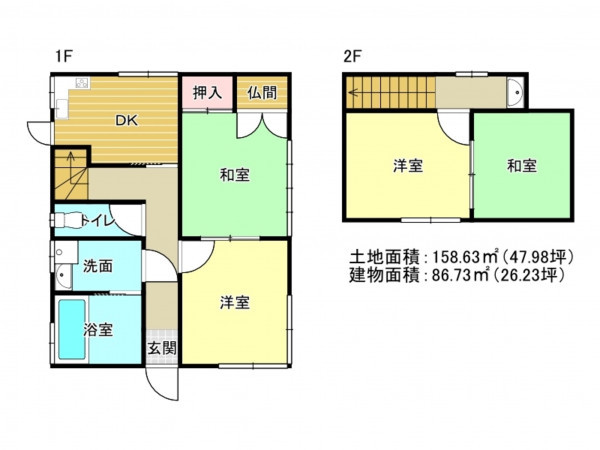 泉南市信達市場、中古一戸建ての間取り画像です