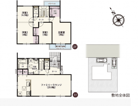 館林市大街道、新築一戸建ての間取り画像です