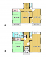 館林市高根町、中古一戸建ての間取り画像です