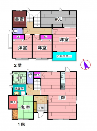 館林市美園町、中古一戸建ての間取り画像です