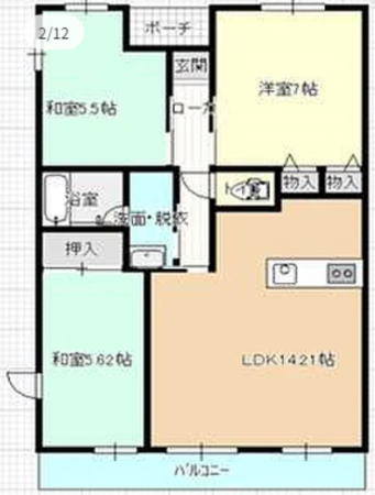 館林市本町、マンションの間取り画像です