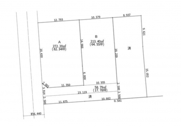 邑楽郡明和町梅原、土地の間取り画像です