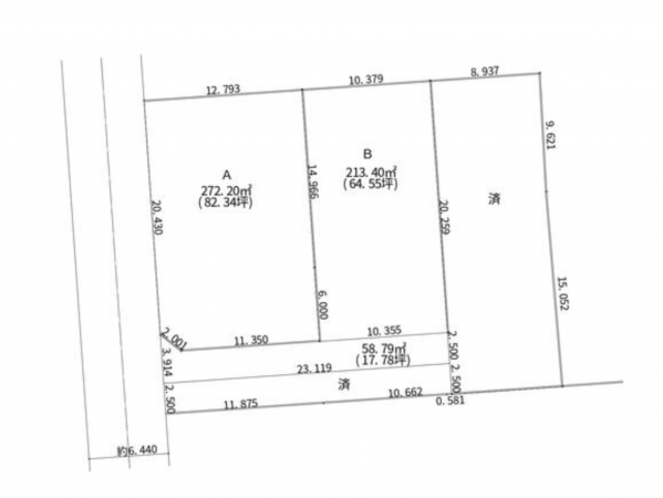 邑楽郡明和町梅原、土地の間取り画像です