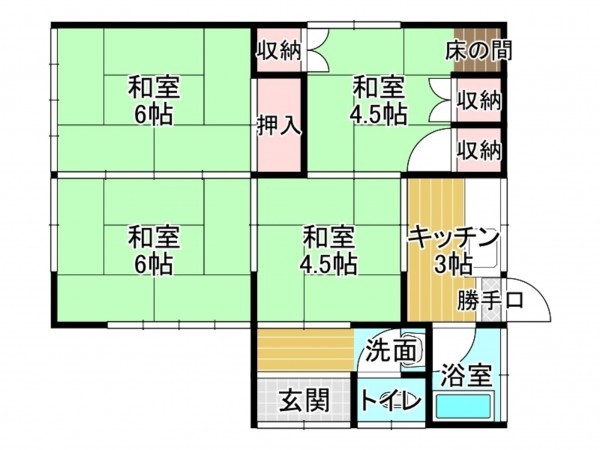 高山市朝日町、中古一戸建ての間取り画像です