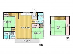 高山市朝日町、中古一戸建ての間取り画像です