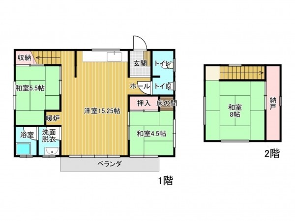 高山市朝日町、中古一戸建ての間取り画像です