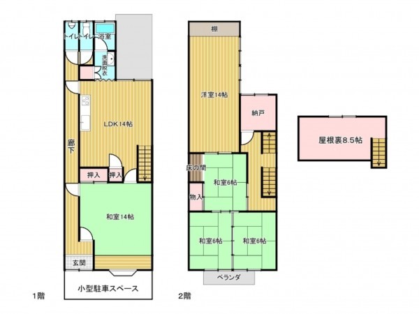 高山市桐生町、中古一戸建ての間取り画像です