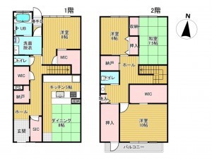 高山市桐生町、中古一戸建ての間取り画像です