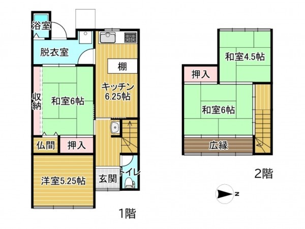 高山市西之一色町、中古一戸建ての間取り画像です