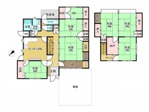 高山市上岡本町、中古一戸建ての間取り画像です