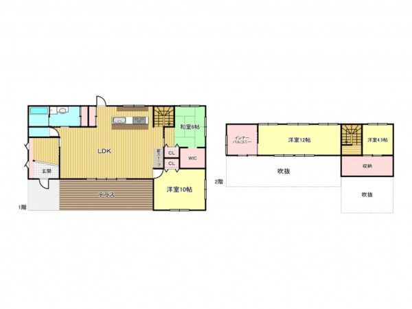 高山市国府町、中古一戸建ての間取り画像です