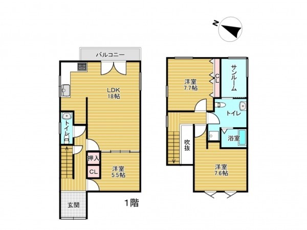 高山市石浦町、中古一戸建ての間取り画像です
