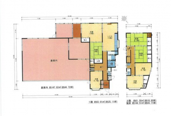 高山市上岡本町、中古一戸建ての間取り画像です