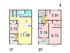 豊田市亀首町、新築一戸建ての間取り画像です