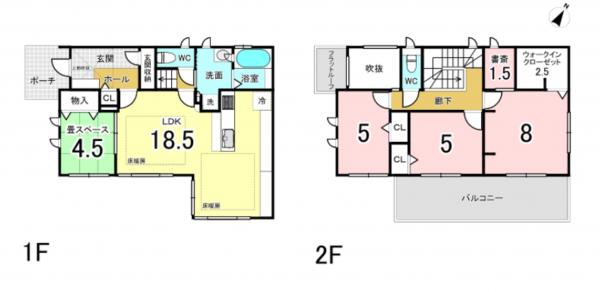 豊田市井上町、中古一戸建ての間取り画像です