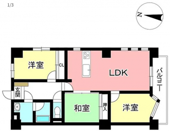 豊田市梅坪町、マンションの間取り画像です