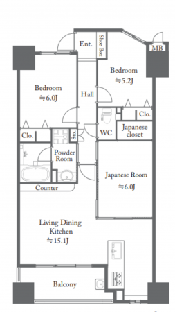 豊田市御幸本町、マンションの間取り画像です