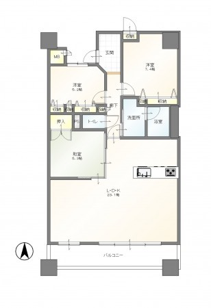 豊田市下市場町、マンションの間取り画像です
